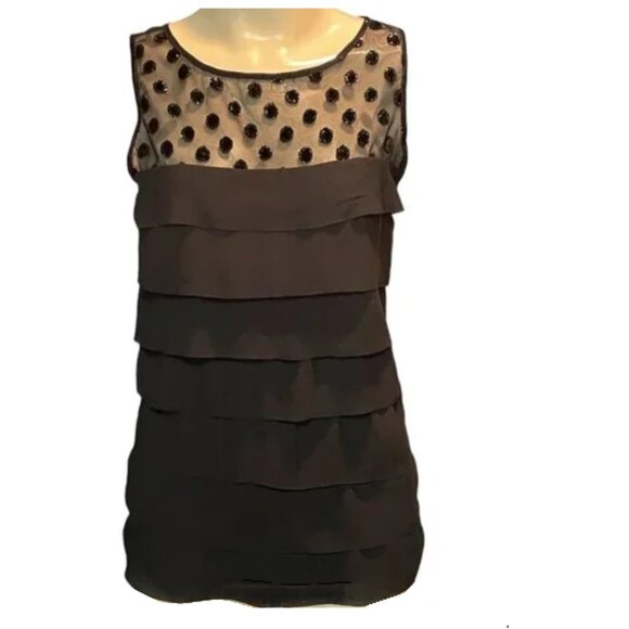 Ann Taylor Polka-Dots & Ruffled Tiers Sheer Sleeveless Top - Picture 6 of 6